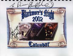 Blackmore's Night Calendar signed by BN